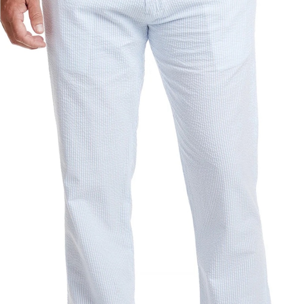 Men's HARBOR PANT BLUE SEERSUCKER | Castaway Nantucket Island